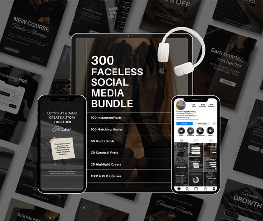 Faceless Social Media Bundle - 300 Instagram Templates for Ultimate Brand Success